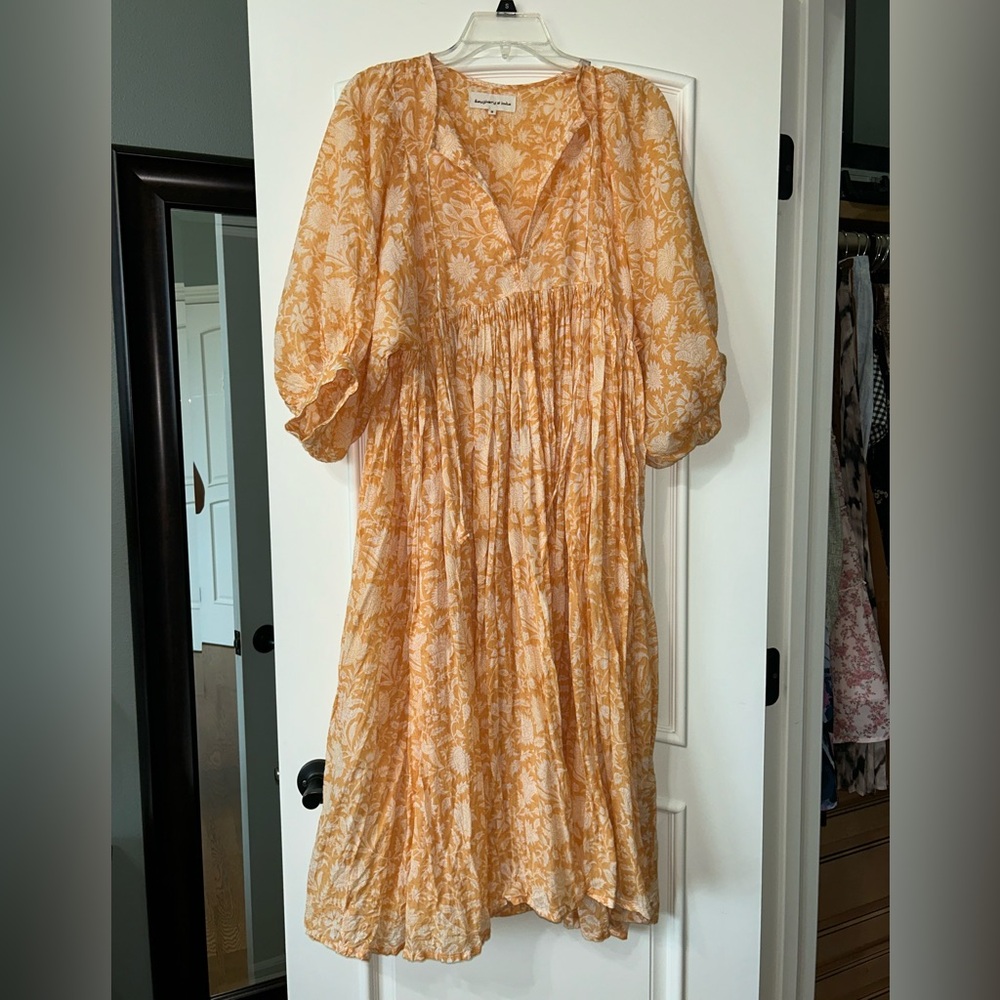 DAUGHTERS OF INDIA YELLOW FLOWY DRESS!